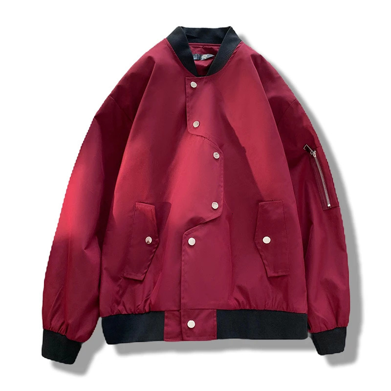 Hip hop mens streetwear baseball jacket bomber loose stand collar uniform school team punk style 250312