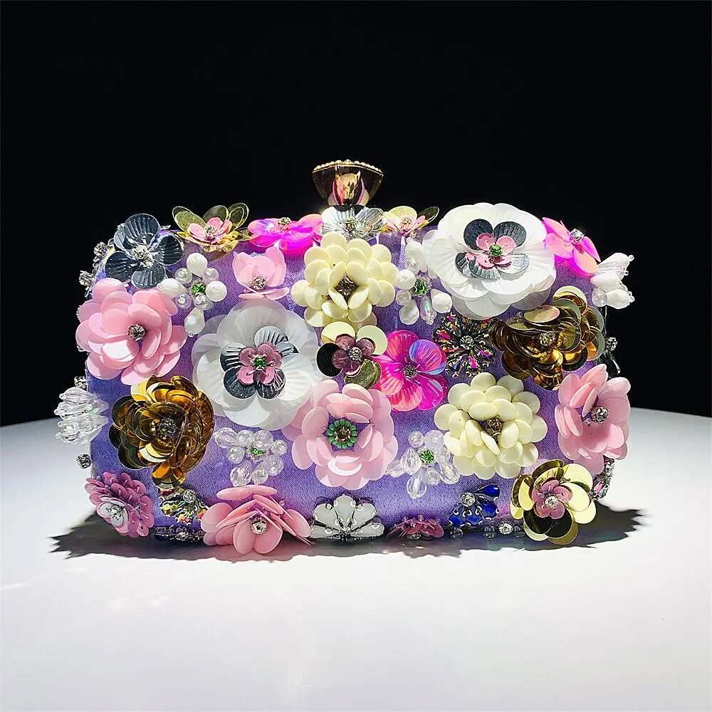 Ral Evening Dinner Beaded Wer Clutch Metal Chain Crossbody Bag Banquet Handbag Wedding Prom Purse Dropship