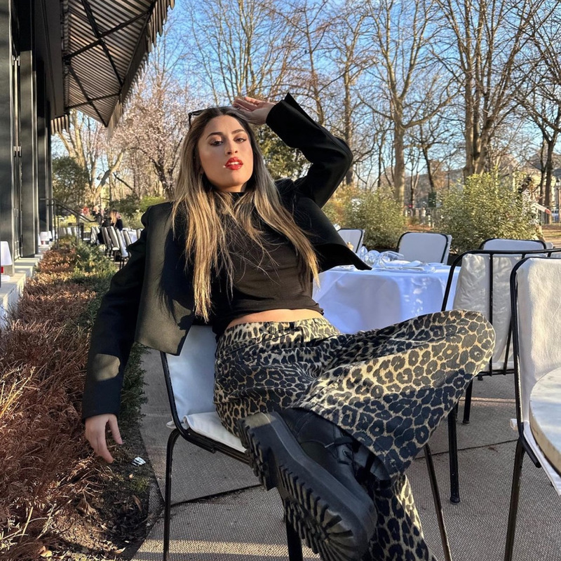 Trendy Straight Leg Leopard Print Casual Pants 2024 New Ins American Design Jeans