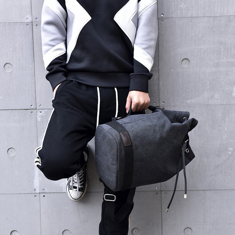 Fashionable canvas backpack sports round bucket computer men's bag, leisure travel backpack, unisex designer bag