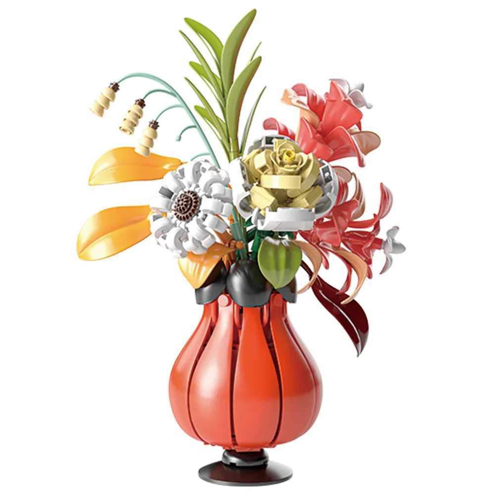 Flower bouquet building toys flower and plant series building sets suitable for children and girls warm away from him to decorate gifts for mothers Y2