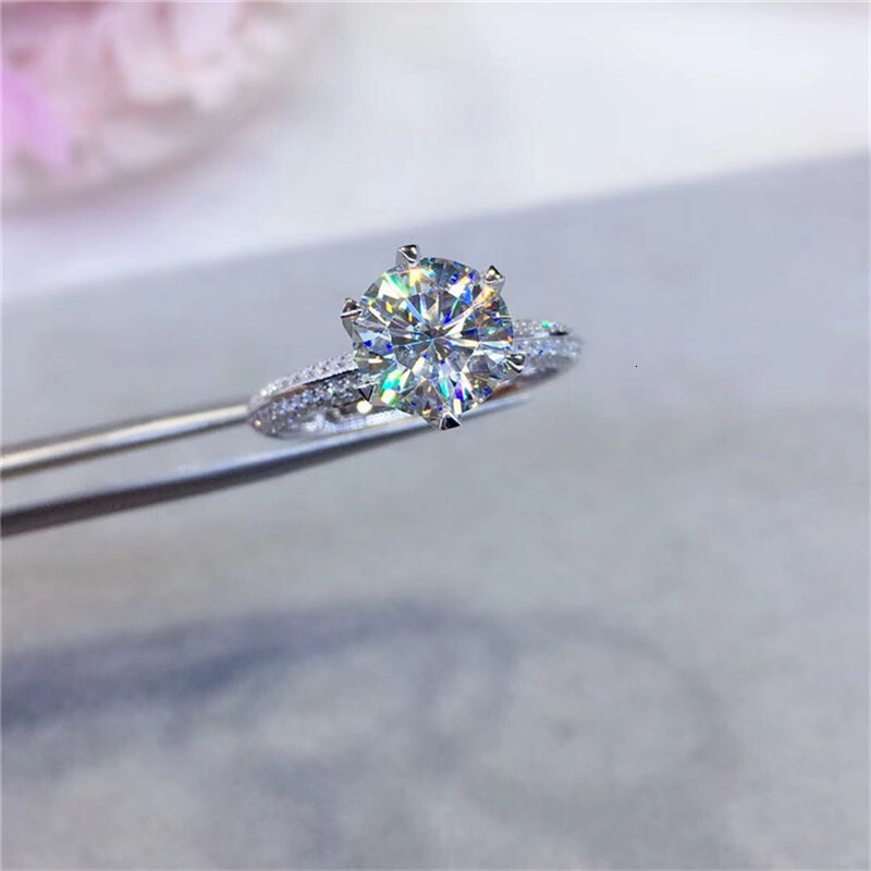1CT 3CT 5CT High Quality Cut D Color High Clarity Moissanite Diamond Birthday Party Ring For Women Luxury 18K Gold Jewelry Gift