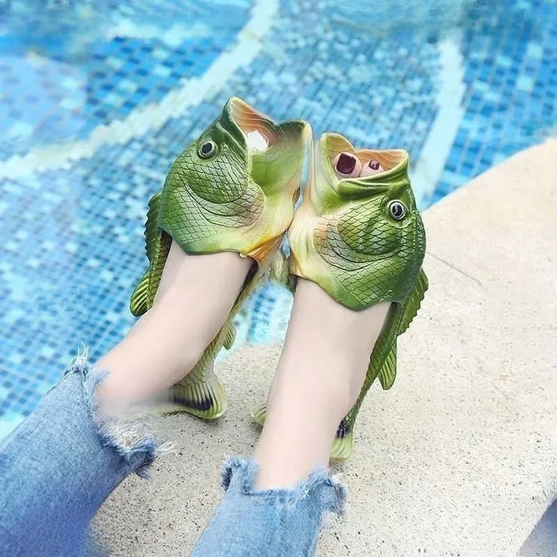 funny slippers mens and womens childrens shoes parent-child sandals summer beach shoes unisex fish-shaped slippers 250314