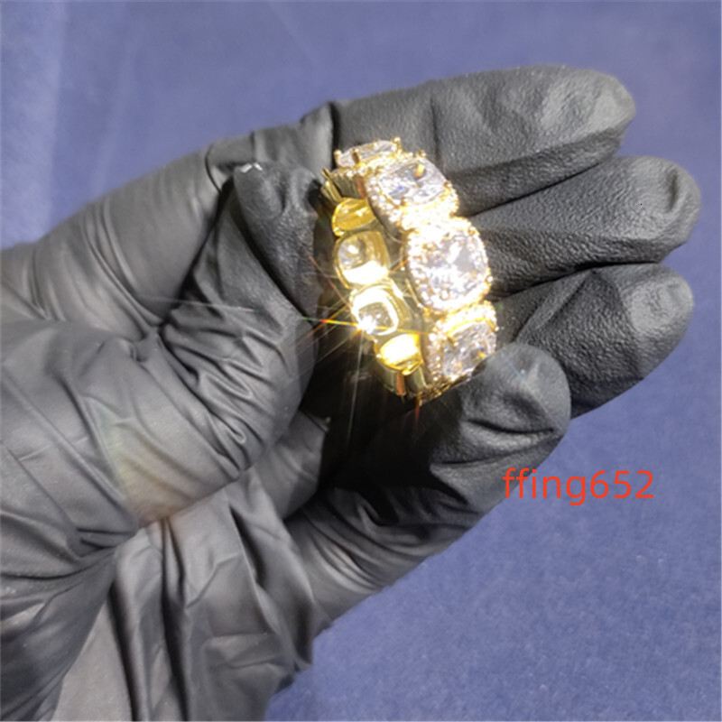 Iced Out Jewelry Hip Hop Ring Jewelry New Design Popular VVS Moissanite Iced Out Miami Cuban Link Rings for Men