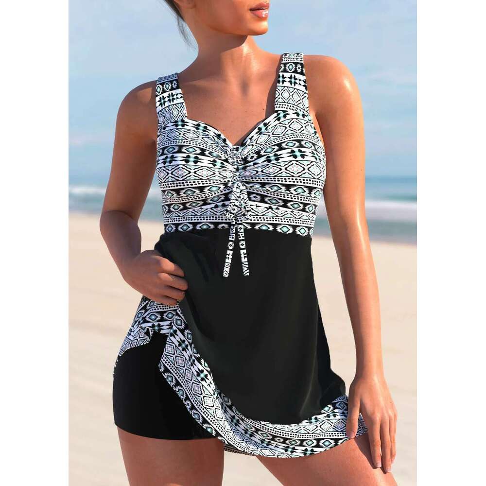 New Comfortable Summer Women's Purple Retro Printed Pattern Sexy Fashion Knot Resort Beach Swimsuit S-6XL