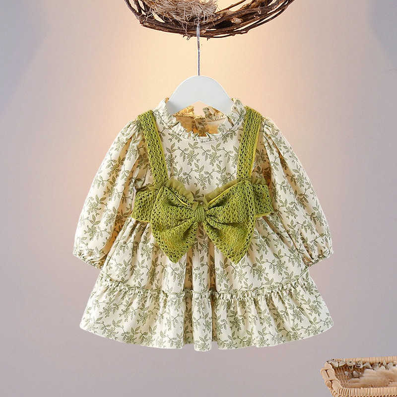Girl's Dresses Girls' Korean Fashion Dress 2024 Spring and Autumn New Little Girls' Princess Dress Long Sleeve Skirt Tiktok