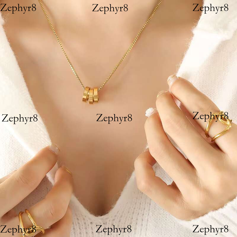 2025 model New Fashion Punk Design 316L Stainless Steel Ring Square Pendant Double Layer Chain Necklace Women P1380