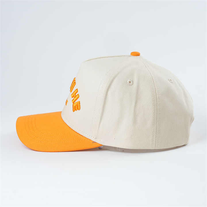 Customized cotton 5-panel structure baseball cap, curved brim baseball cap buckle back