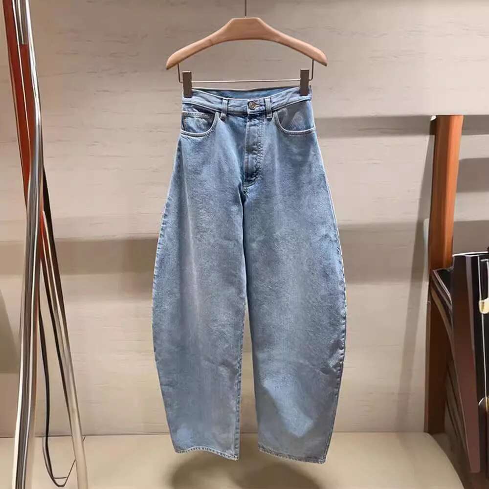 2024 Autumn Women's Denim Trousers Loose Washed Distressed Casual Jeans