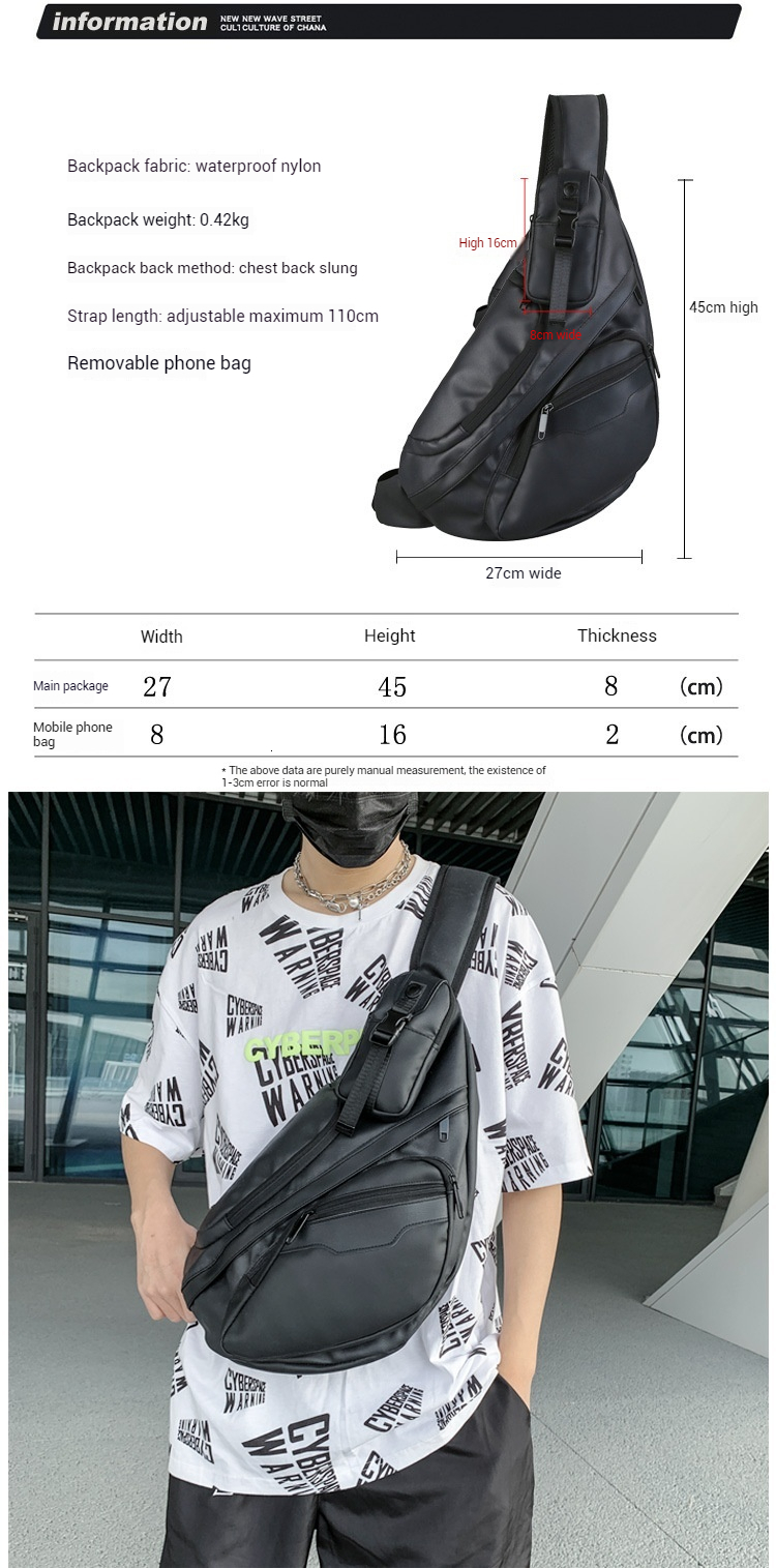 Outdoor backpack high-capacity chest men's sports shoulder crossbody, travel backpack, multi-functional waterproof fishing gear designer