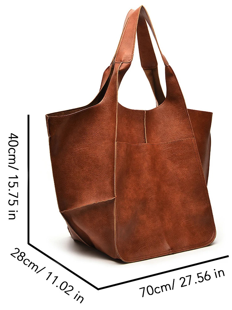 Womens handbag large capacity work PU leather bucket wallet backpack homeless shoulder bag 250311