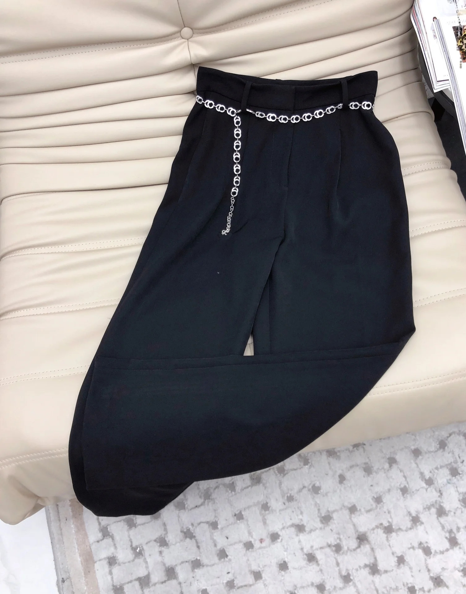 Womens Small perfume Style Copper Flower Vest Top High Waist Pants Two Piece Set 250313