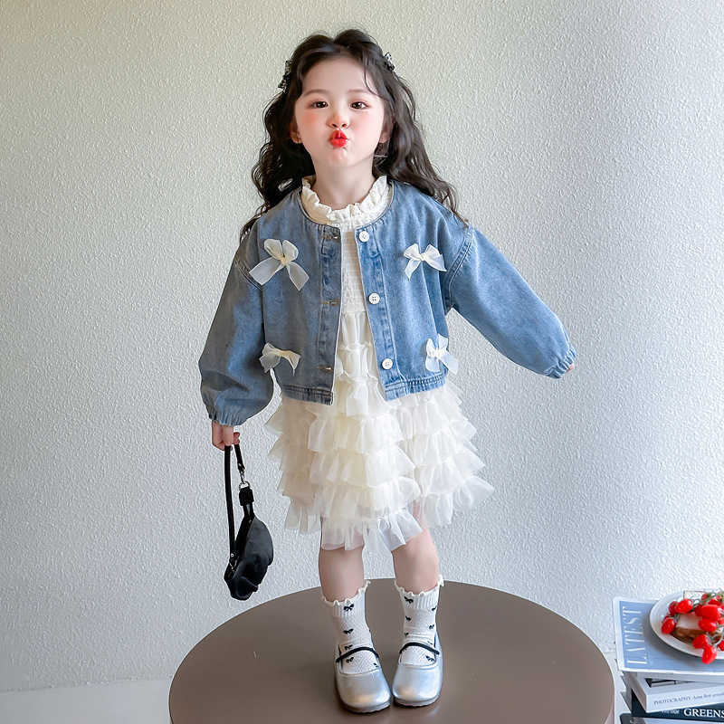 Girl's Dresses Girls' Dress Spring 2025 New Fashionable Children's Dress Spring Denim Two Piece Set Baby Girl Cake Skirt