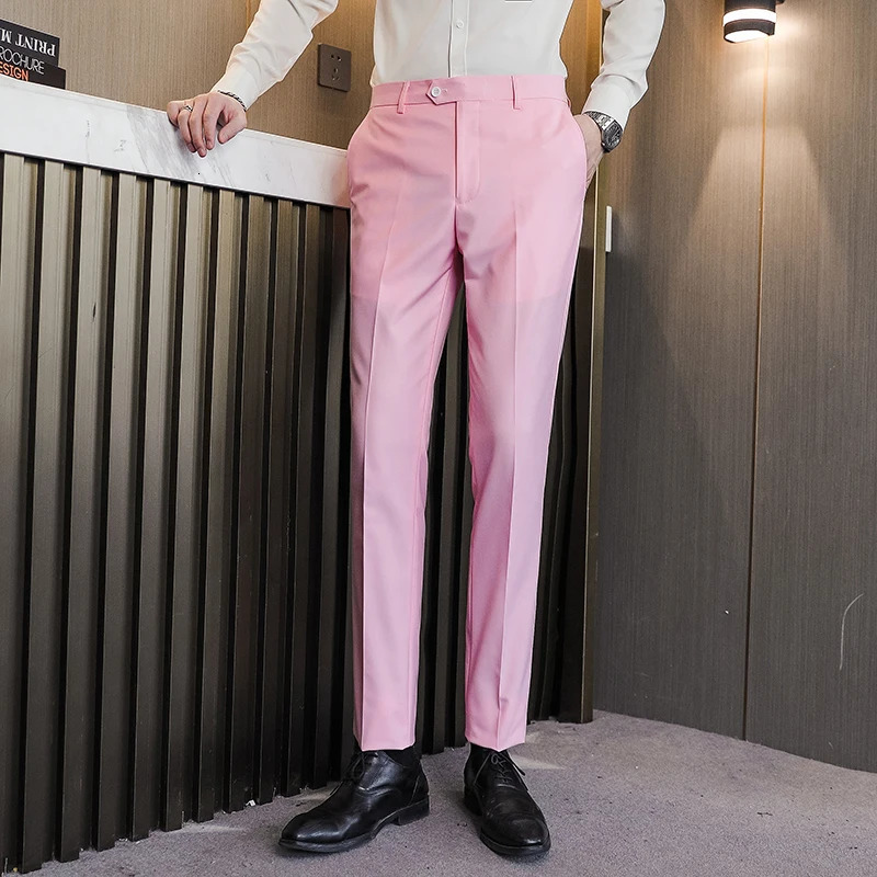 Fashion Colors Mens Pants Business Formal Leisure Tourists Slimming Team Work Clothes 250313
