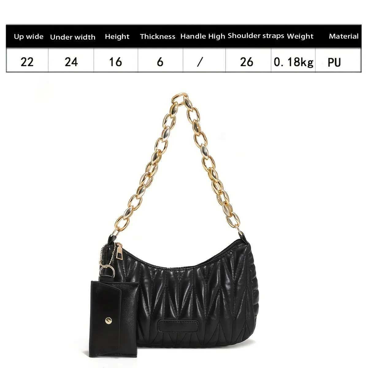 Argyle Quilted Ruched Crescent Bag Fashion Chain Shoulder Bag Womens Handbag With Coin Purse For Summer Every Day Y250315