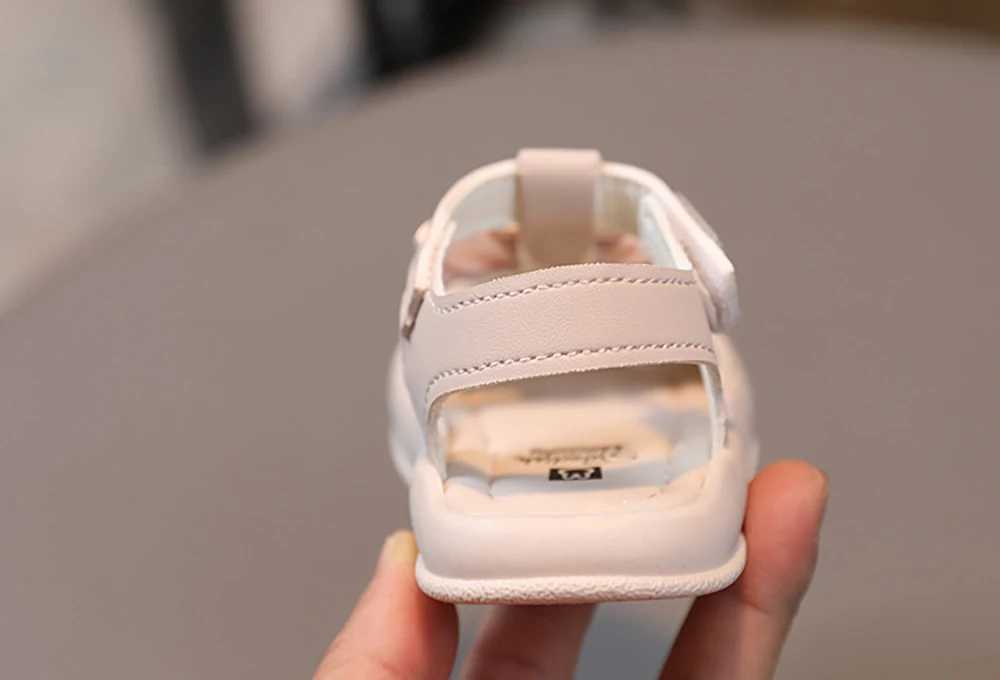 Korean style childrens sandals suitable for cute bunny baby girls sandals PU leather ergonomic newborn baby walking shoes summerT250315