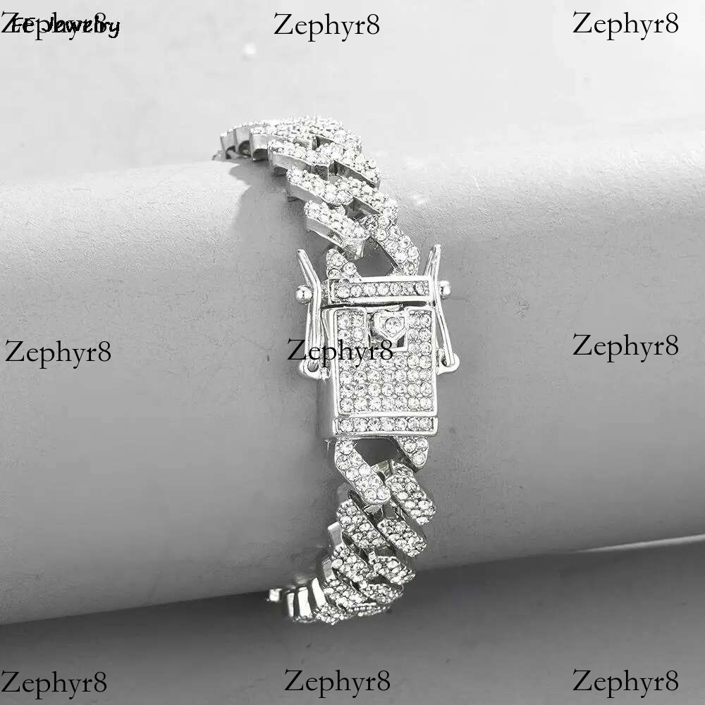 2025 New model 12mm Women Hip Hop Iced Out Bg Prong Cuban Paved Rhie k Chain Choker Necklace Men Jewelry