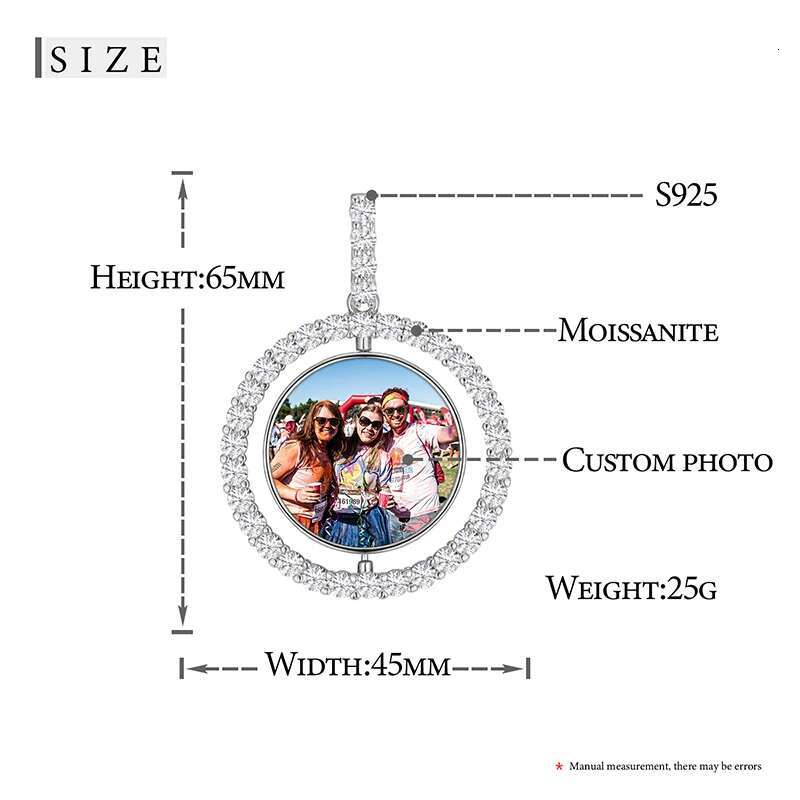 Fine Round Memory Medallions Moissanite Custom Photo Pendant Necklace For Men Hip Hop Jewelry Sterg Sier