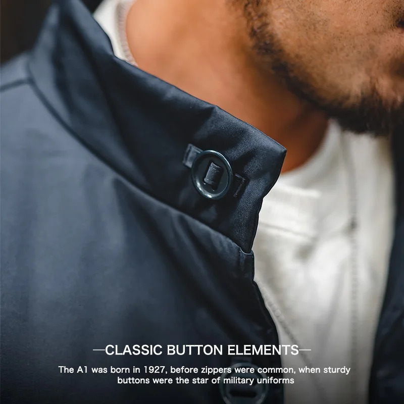 Madden mens modified A1 bomber jacket stand up collar thick cotton lining windproof in winter warm singlelayer 250313
