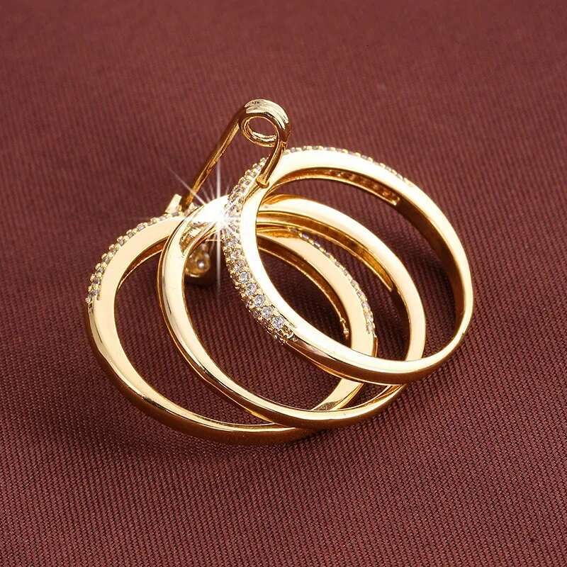 Fashion Stacked Connection Three Layers Designer for Women Personality Zircon Pin Ring Valentine's Day Gift Jewelry