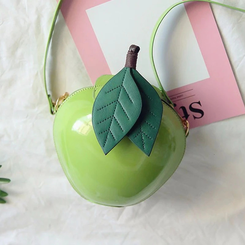 Boutique De FGG Funny 3D Apple Shape Women Crossbody Bags Girls Small Casual Shoulder Handbags Messenger Purses Bag 250314
