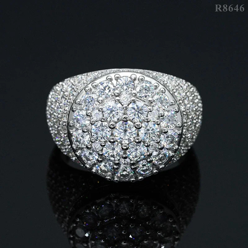 New Modern Moissanite Rings for Men Hip hop Mosaic Ring Original 925 Sterling Silver Jewelry Moissanite Diamond Rings for Men
