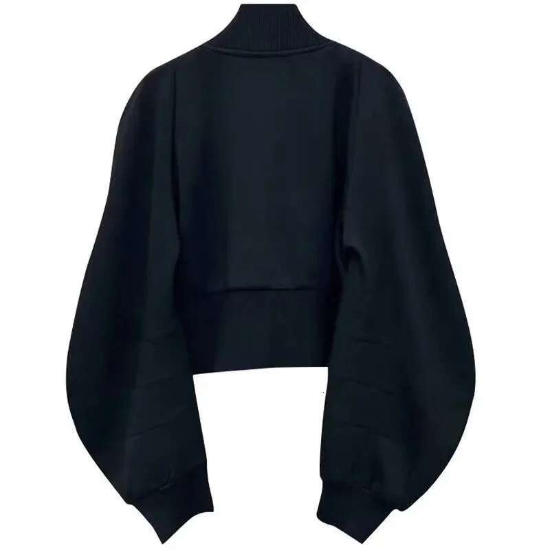 Design Sense Niche Black Denim Ing Long-Sleeved Short Coat Women's Spring And Autumn Spice Girl Fake Two Cardigan Tops