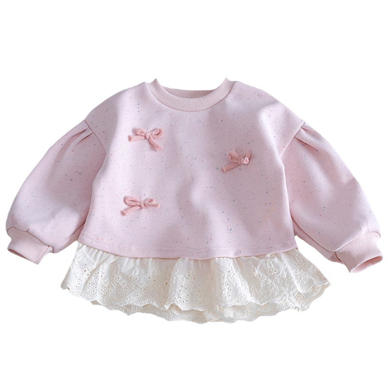 Ddmyshoesvip Girl S Forest Hoodie New Style Spring And Autumn Bow Cute Western Style Lotus Edge Base Shirt For Women S Treasure Versatile Children S C