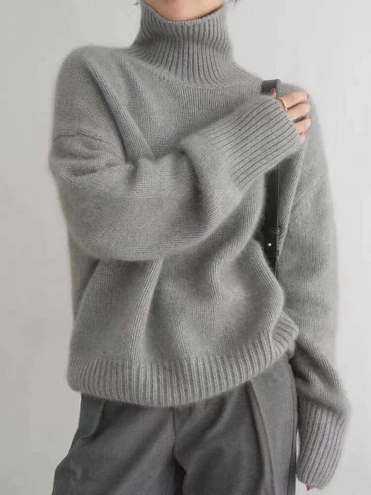 Turtleneck Cashmere Women 2023 Autumn/Winter New 100% Pure Wool Sweater Ladies Knitting Loose Large Size Pullover Female