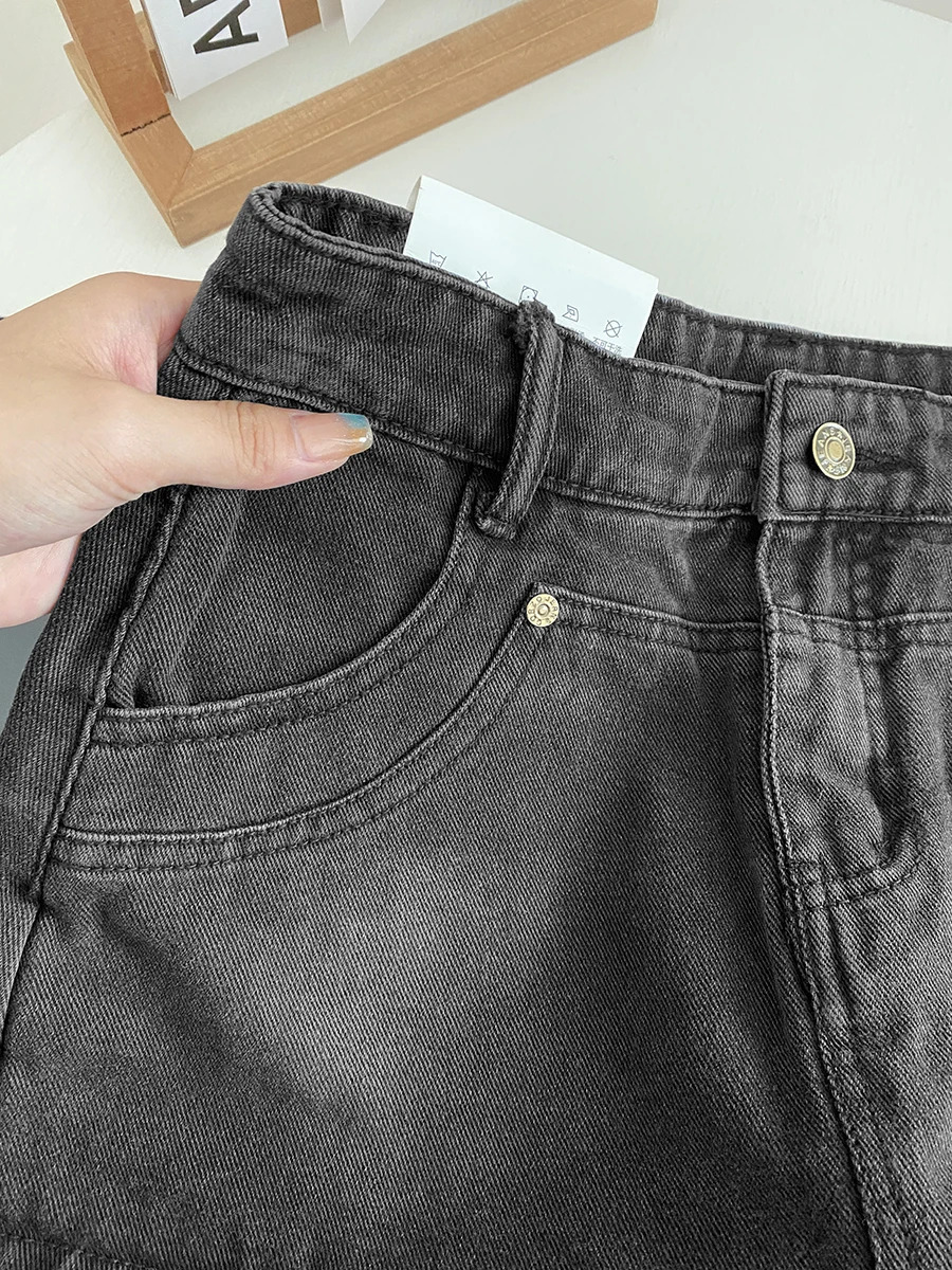 Womens Gothic Aline denim skirt elegant Harajuku Y2k mini jeans shorts dress aesthetic retro 2000s summer clothing 250310