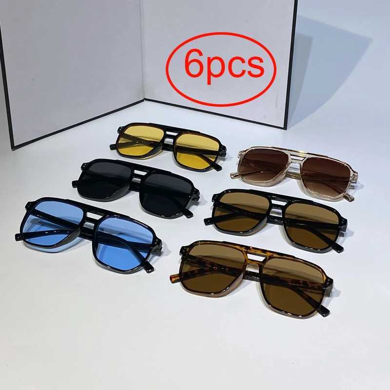 6-piece combination fashionable rivet double beam mens sunglasses leading sunglasses for cross-border driving W250315
