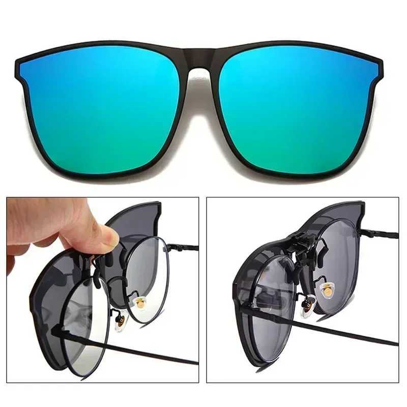 Polarized clip on sunglasses for men photoelectric car driver goggles night vision goggles anti glare retro square glasses Oculos W250315