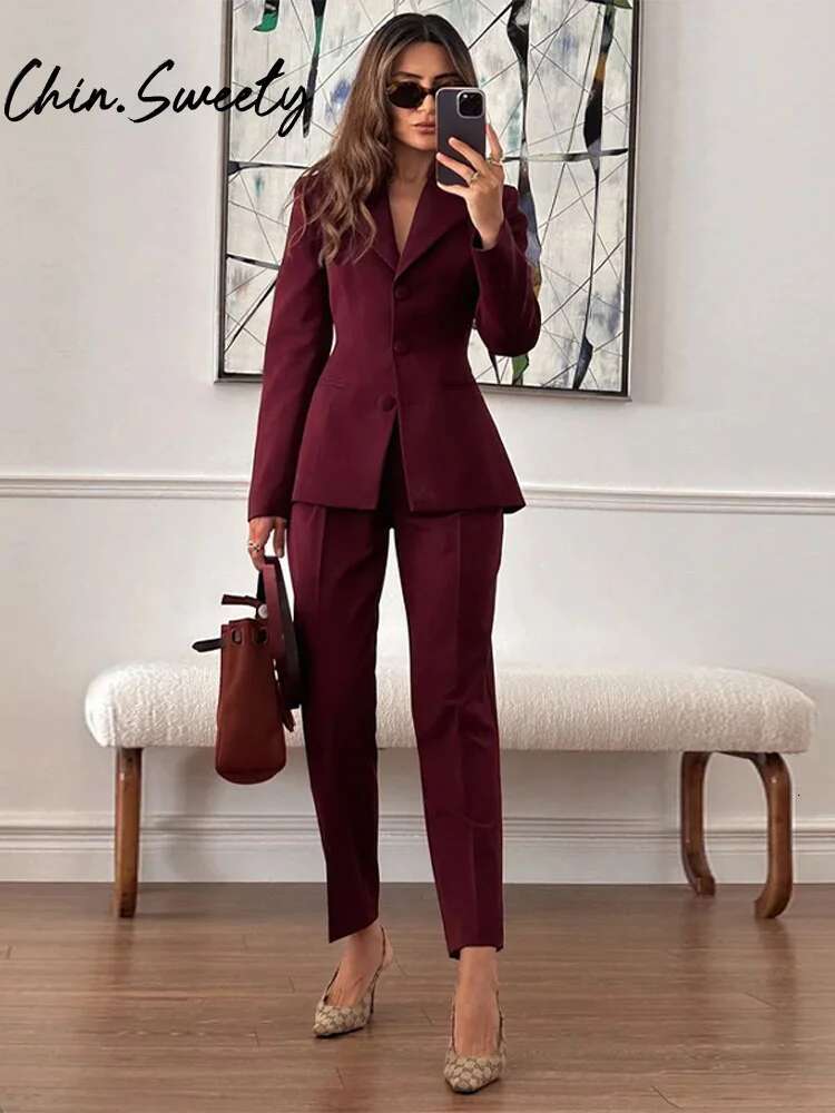 Urban Solid Women Set Slim Lapel Long Sleeve Single Breasted Blazer Pleated Pencil Pants 2025 Spring Fashion Lady Outfit