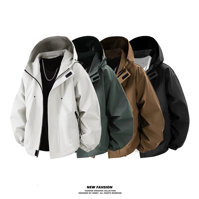 Spring mens casual jacket Korean fashion outdoor waterproof hooded windproof loose Plus size 5XL 6XL 7XL 8XL 250313