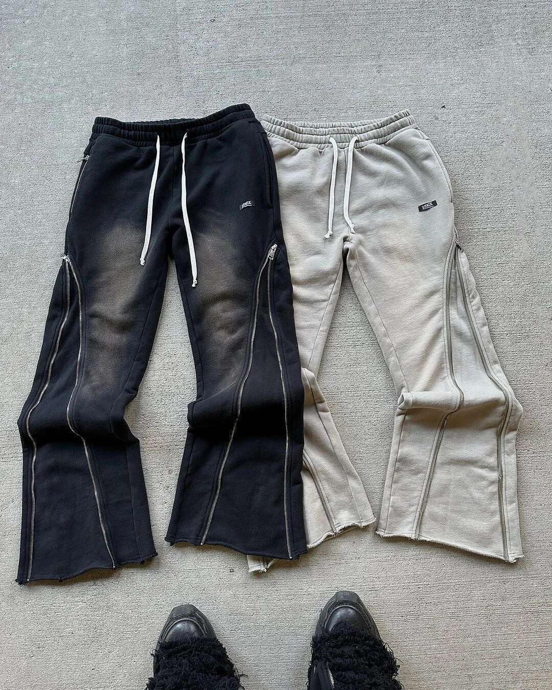 Streetwear Baggy Casual Y2k Retro Zipper Decoration Sweatpants Pants Men Women Haruku Hip Hop Letter Jogging Trousers