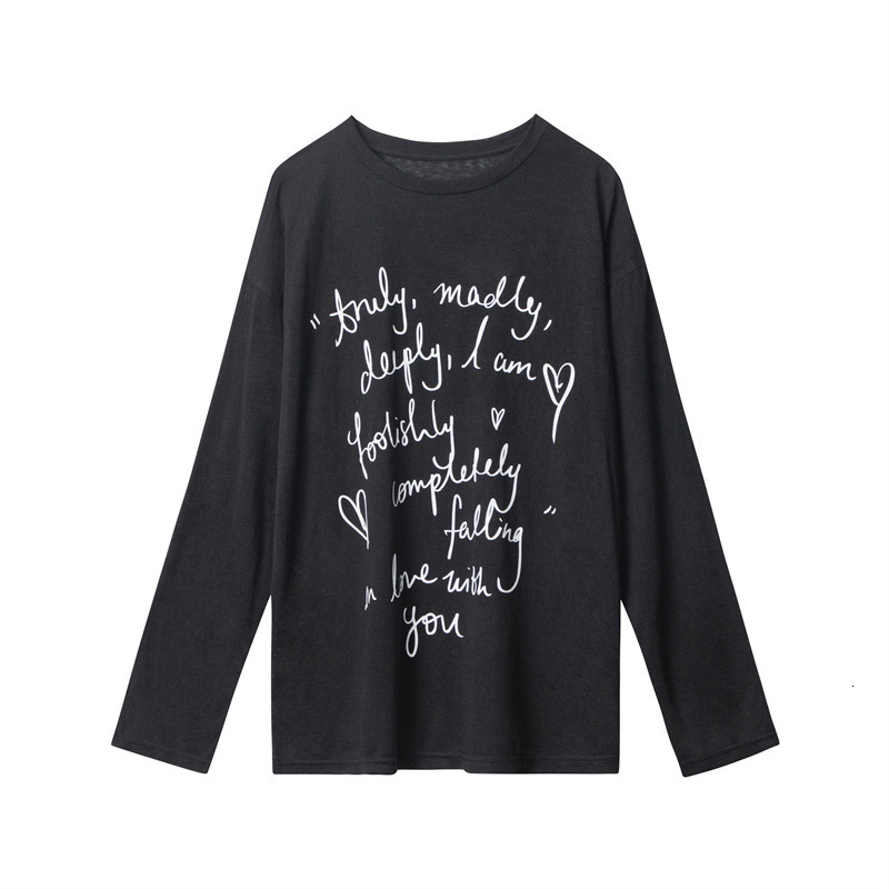 Nariele Autumn New 2025 Letter Printed Loose Couple T-Shirt Niche Trendy Brand Versatile Top