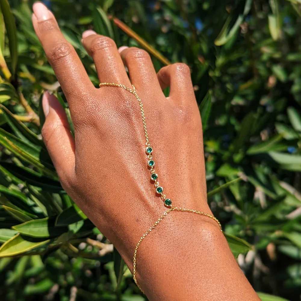 Stonefans Green Bracelet 2024 Womens Charm Wholesale Womens Rhinestone Finger Trend Summer Handmade Jewelry Accessories GiftsXJ250315