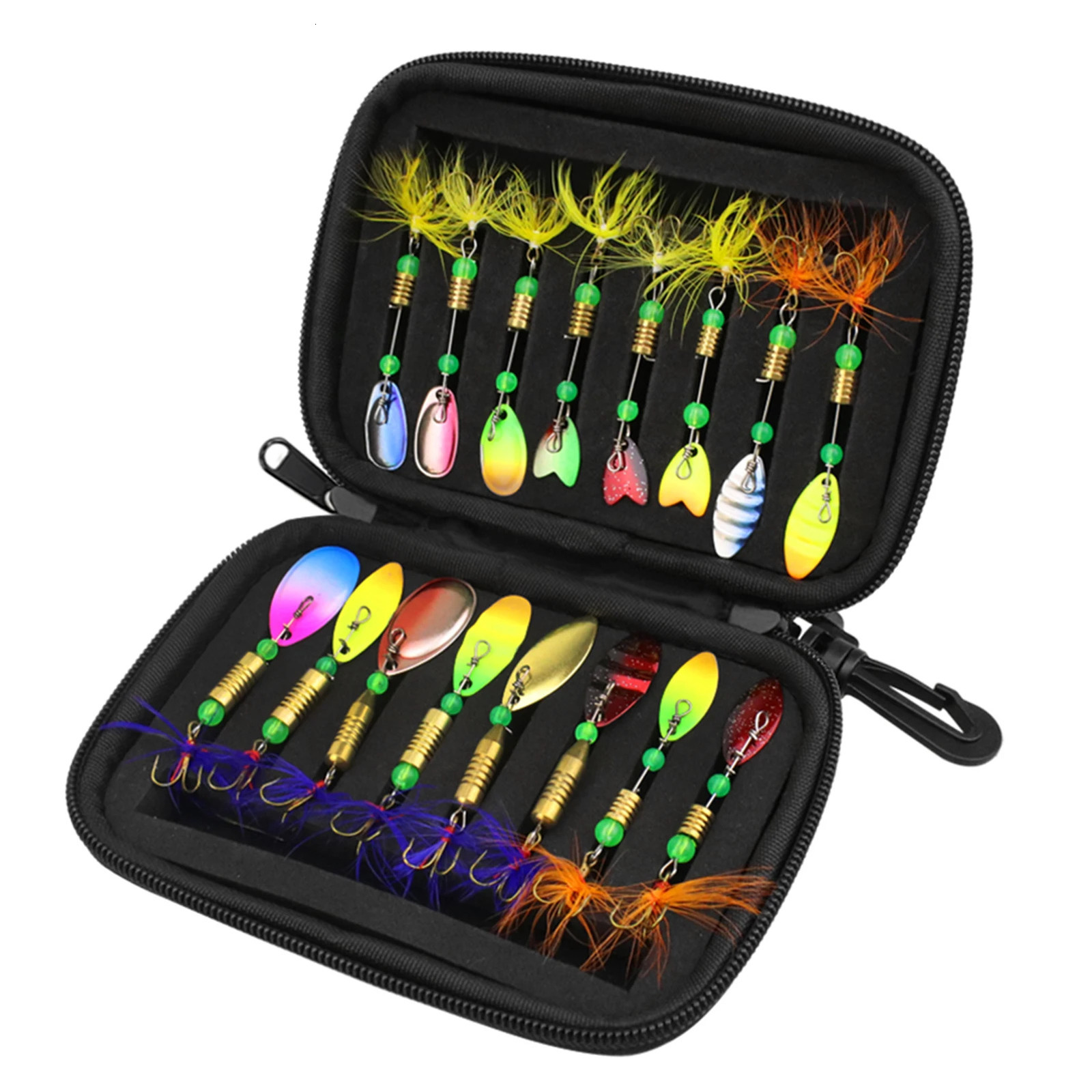 16pcs Fishing Spoons Lures Metal Baits Set for Trout Bass Casting Spinner Fishing Bait with Storage Bag Case 250314