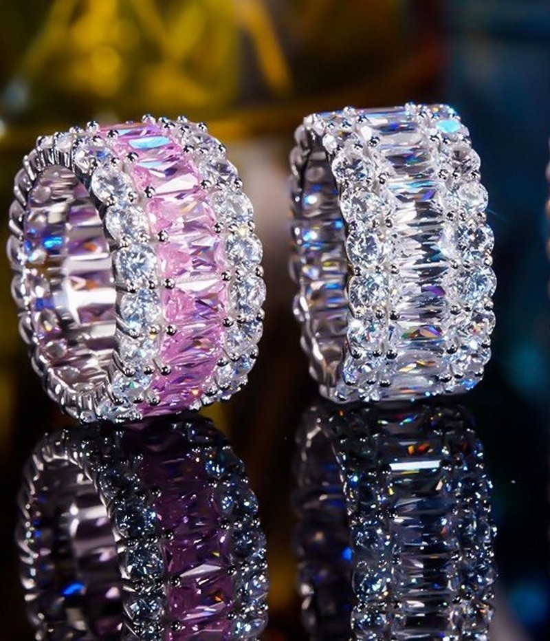 2025 Sparkling Luxury Jewelry Wedding Rings 925 Sterling Silver Fill Princess Cut White 5A Cubic Zircon CZ Diamond Gemstones Party Eternity Women Band