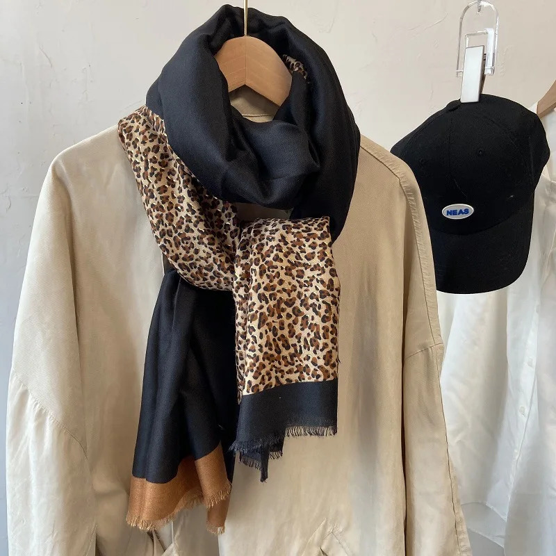 Womens Leopard Lace Adhesive Shawl Womens High Quality Printed Soft Pashmina Stol Muslim Headscarf 180 * 90cm 250314