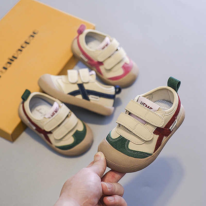 Athletic Outdoor Baby shoes spring and autumn soft soled walking shoes boys color blocked board shoes baby girls and childrens toe caps anti kick sing