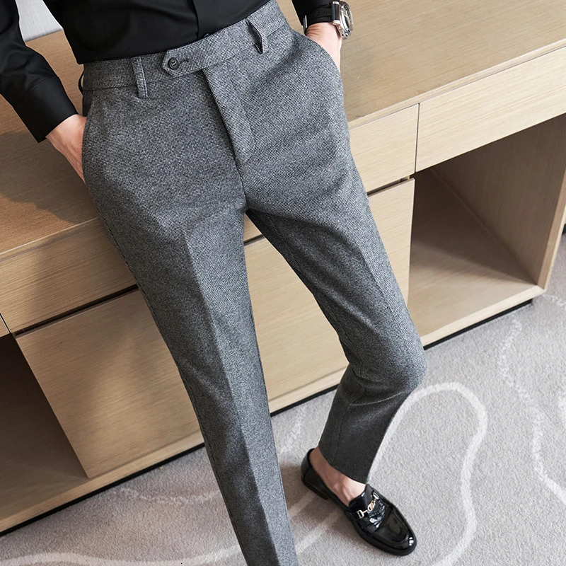 Business casual checkered mens clothing made of thick and warm wool material slim fit suitable for autumn winter 2836 250313