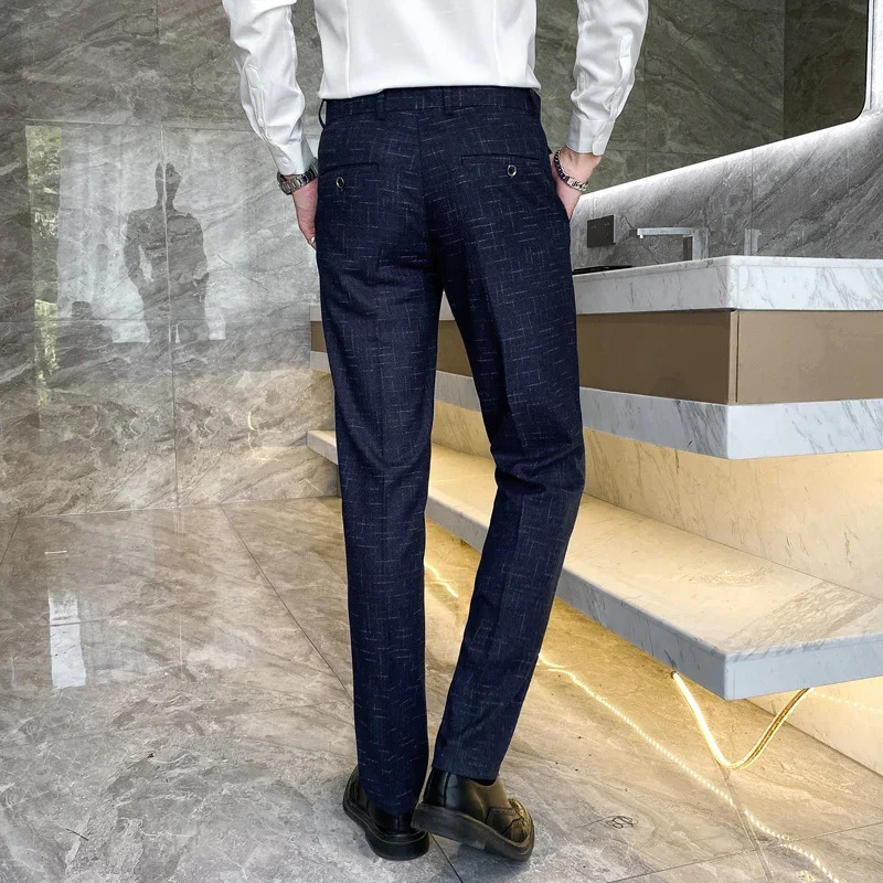 Blue mens striped suit pants fashionable ultrathin Trouser suitable for business office interview casual Asian sizes 2938 250313