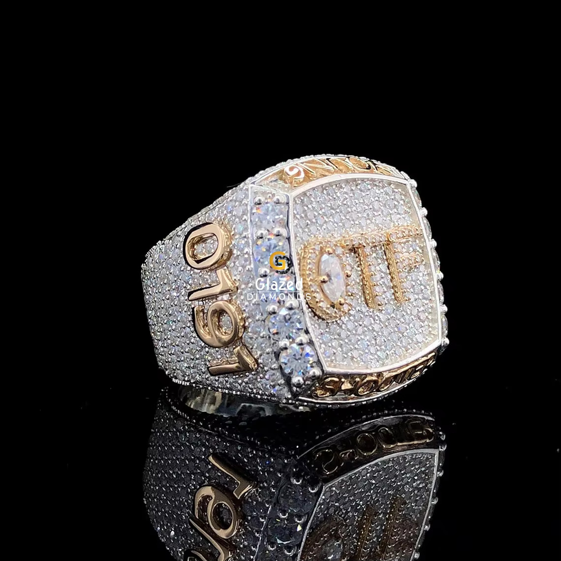 This Hip Hop Ring Is Made of 14KT Solid Gold and Original Moissanite Diamonds That Sparkle Beautifully Enhanced With VVS Clarity
