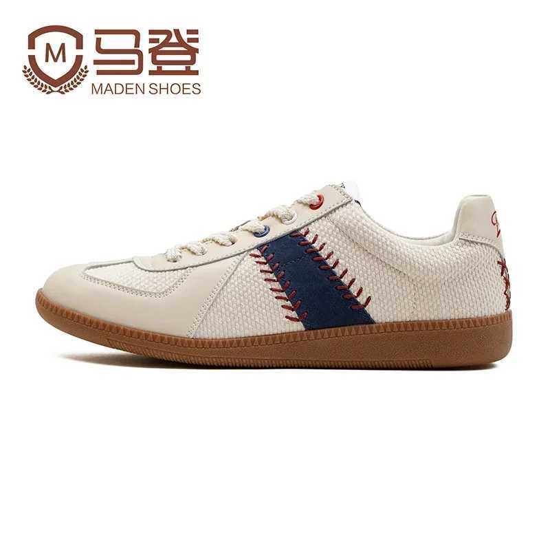 Maden retro German mens baseball training shoes white casual running shoes outdoor tennis shoes lace training shoes Y250315