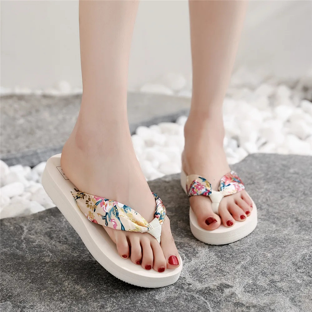 Women Summer EVA Slipper Bohemian Satin Ribbon Female Flip Flop 2024 Beach Simple Leisure Ladies Shoes Sandal Chaussure Femme 250314