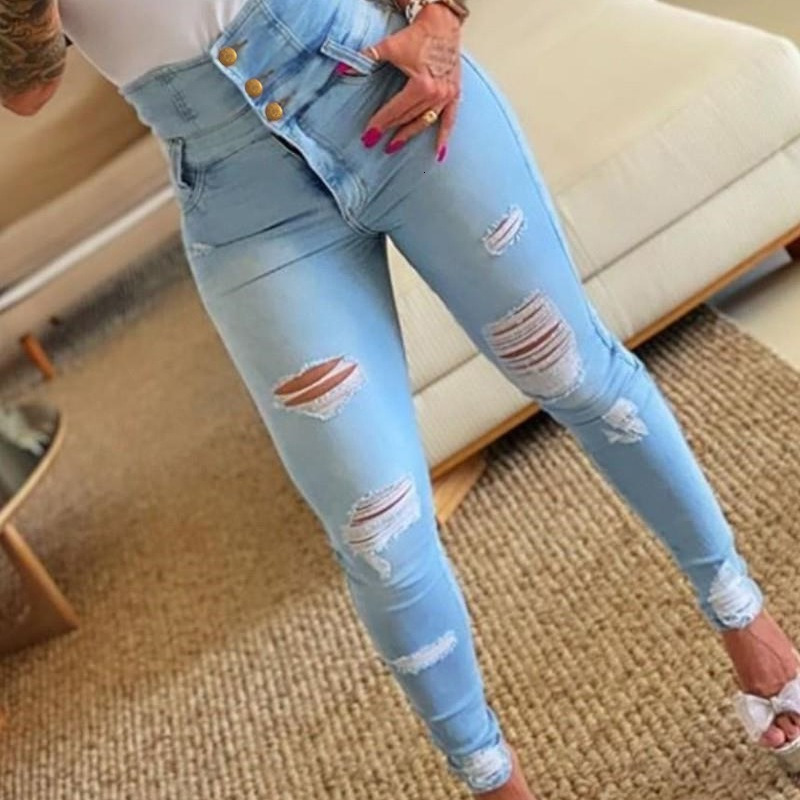 2025 Spring And Autumn New High Waist Skinny Denim Pants For Women, Hot Selling Piercing Small Legs
