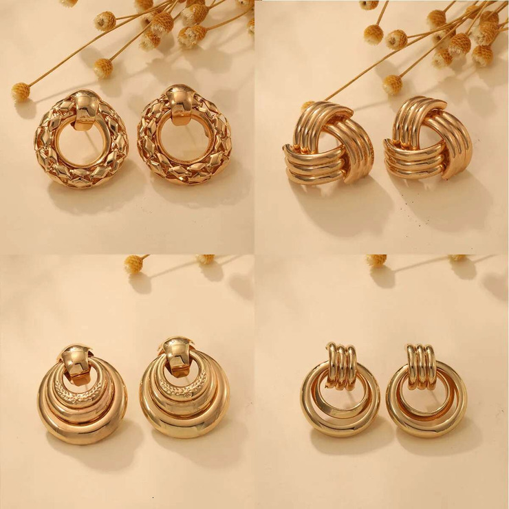 Chandelier Stud Platinum Gold Purple Pink Large Mini Engraved Women Casual Party Affordable Ear Studs Synonyms
