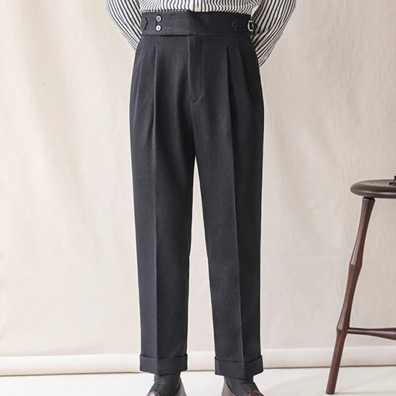 Dress Pants Men Black Homme Italian High Waist Business Versatile Draped Trousers Gentlemen Office 250313