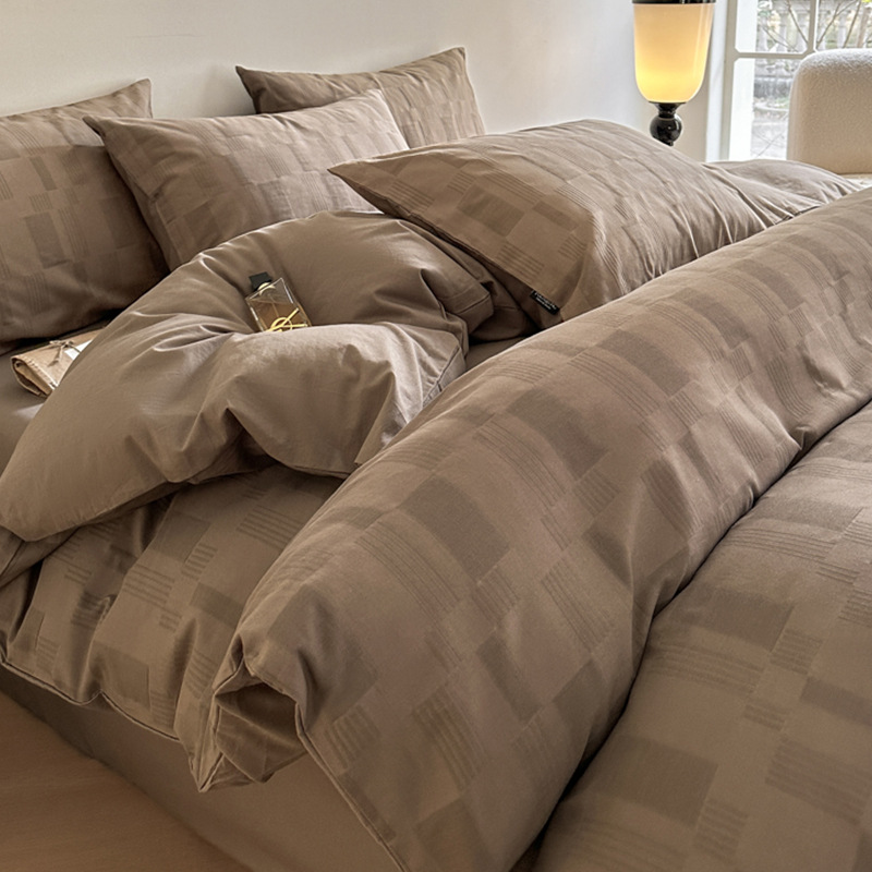 A16 60-count pure cotton three-layer yarn jacquard bedding four-piece set new cotton light luxury bed sheet bed sheet simple bedding